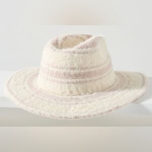 Anthropologie Fuzzy Knit Striped Rancher Hat